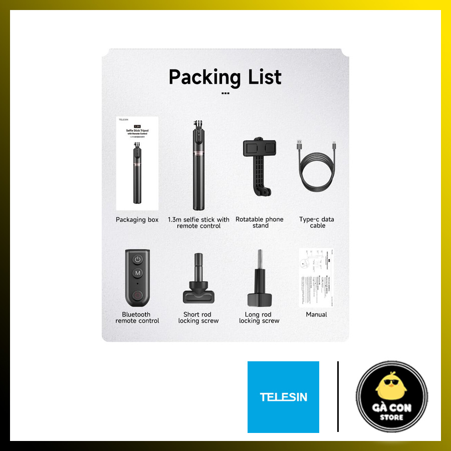 Tripod Telesin Kèm Remote GoPro Bản mới 2023