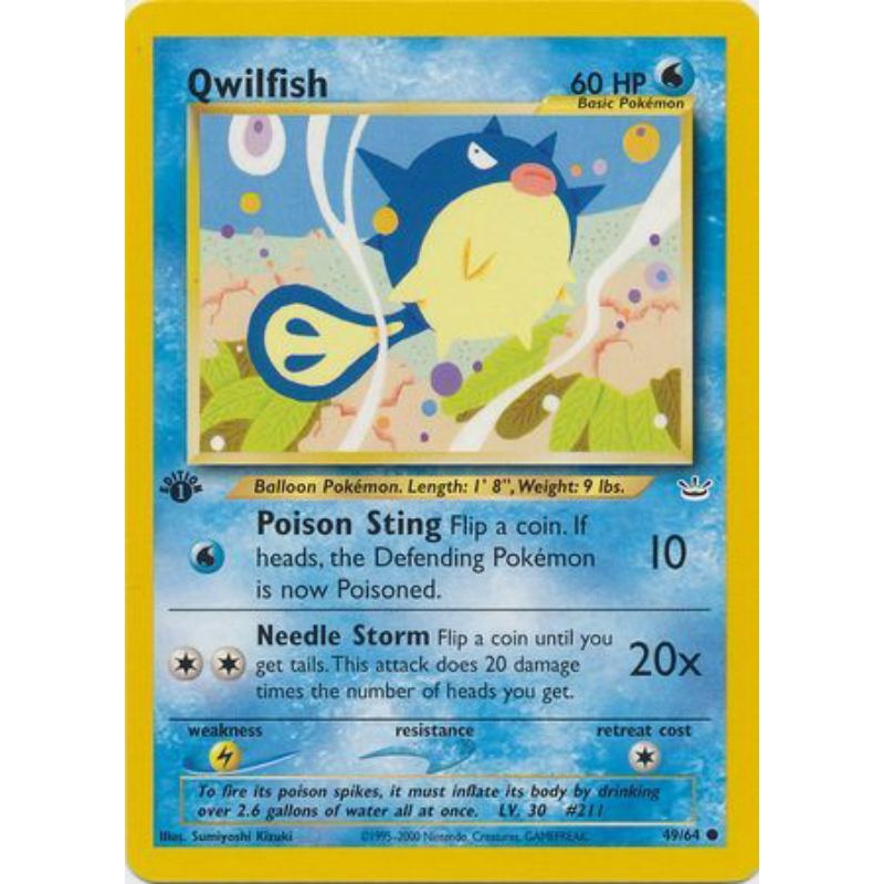Qwilfish - 49/64 - Common 1st EditionĐĩa đơn phiên bản đầu tiên của Neo Revelation
