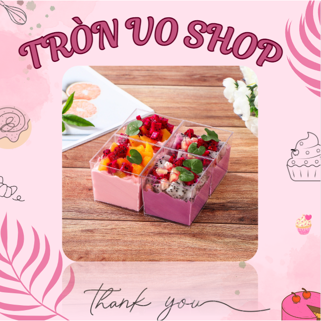 Ly nhựa mousse nhựa PS mẫu vuông thấp mã số 5550 - [ Set 50/cái ]