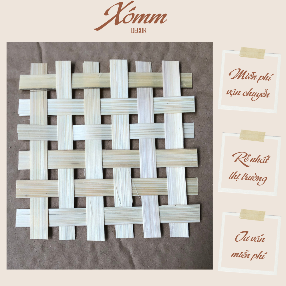 10 tấm phên tre, tấm tre đan hình vuông trang trí decor tết, góc mầm non, làm khánh, biểu ngữ, nan tre, phụ kiện cắm hoa