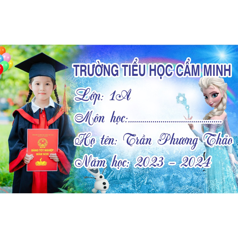 Set 50 nhãn vở in hình theo yêu cầu cho bé