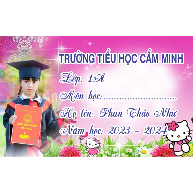 Set 50 nhãn vở in hình theo yêu cầu cho bé