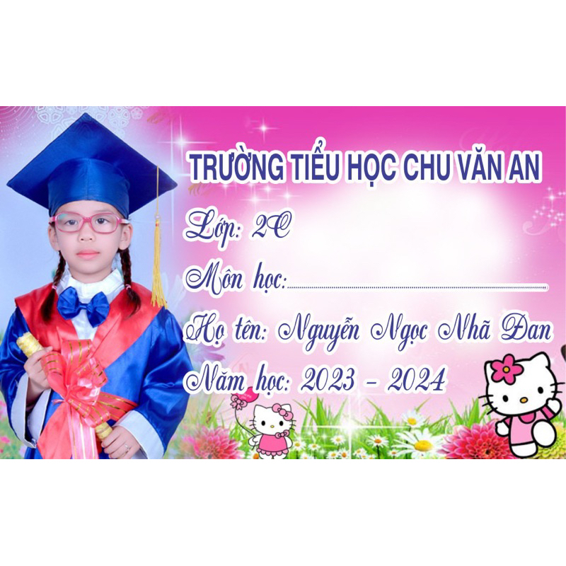 Set 50 nhãn vở in hình theo yêu cầu cho bé