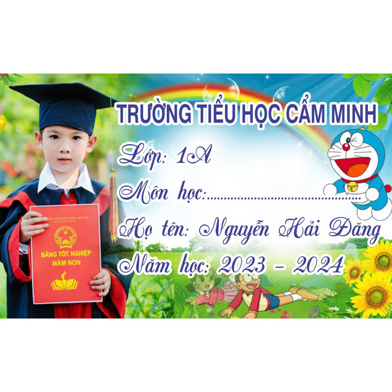Set 50 nhãn vở in hình theo yêu cầu cho bé