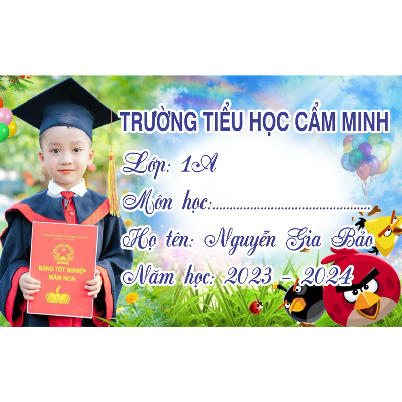 Set 50 nhãn vở in hình theo yêu cầu cho bé