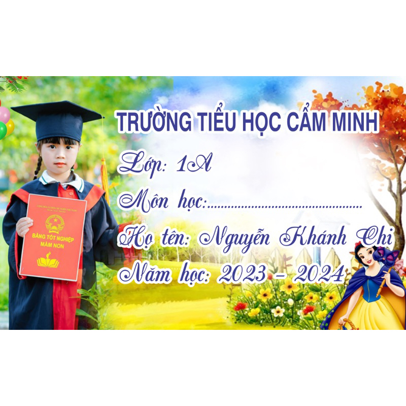 Set 50 nhãn vở in hình theo yêu cầu cho bé