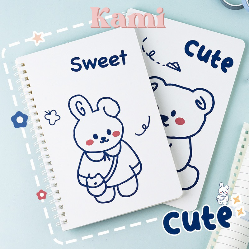 Sổ tay cỡ A5 KAMI ST02 hình gấu, sổ ghi chép a5 120 trang kẻ ngang,sổ tay ghi chép giấy dày dặn