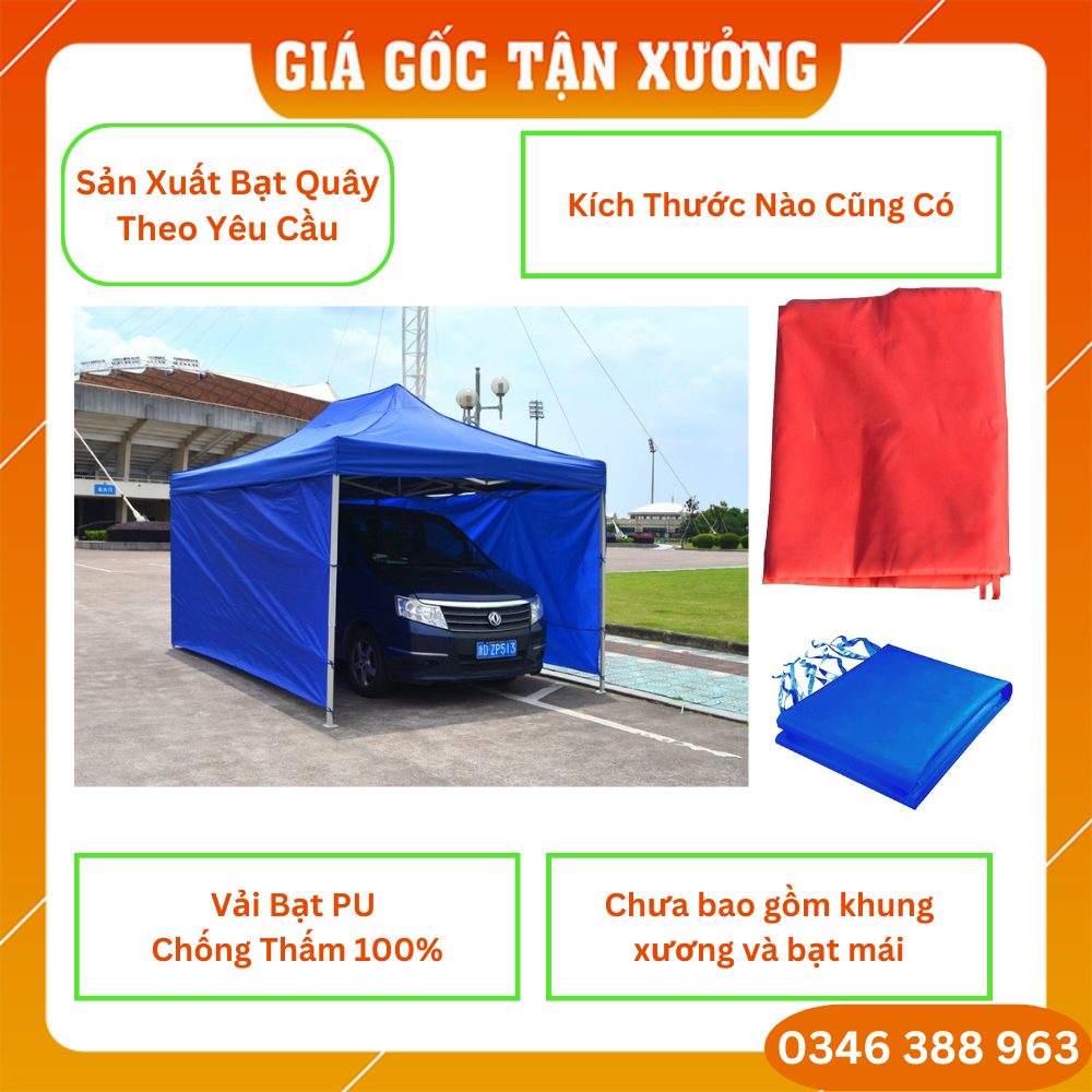 BẠT QUÂY NHÀ BẠT DI ĐỘNG 3M x 3M (không bao gồm khung xương và bạt mái)