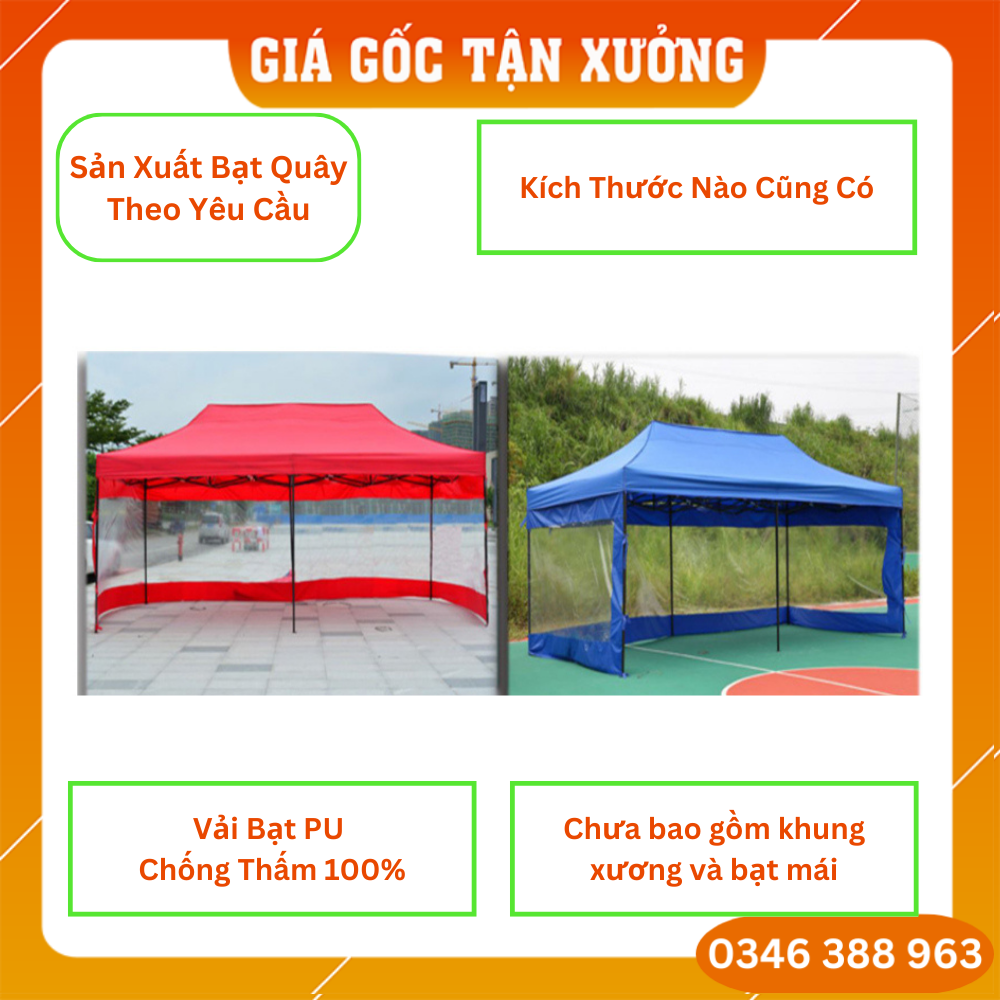 BẠT QUÂY NHÀ BẠT DI ĐỘNG 3M x 3M (không bao gồm khung xương và bạt mái)