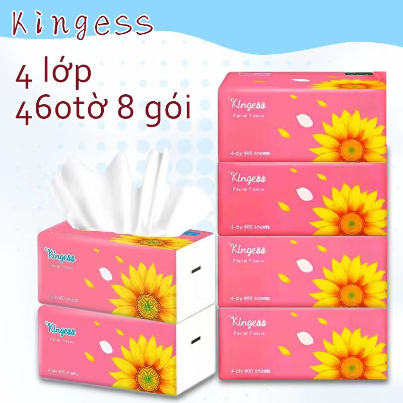 KIGESS（Nhận phiếu giảm giá50%Giảm giá）4 lớp 460 tờ khăn giấy chiết xuất khăn giấy khô 8 gói mỗi miếng Khăn giấy làm