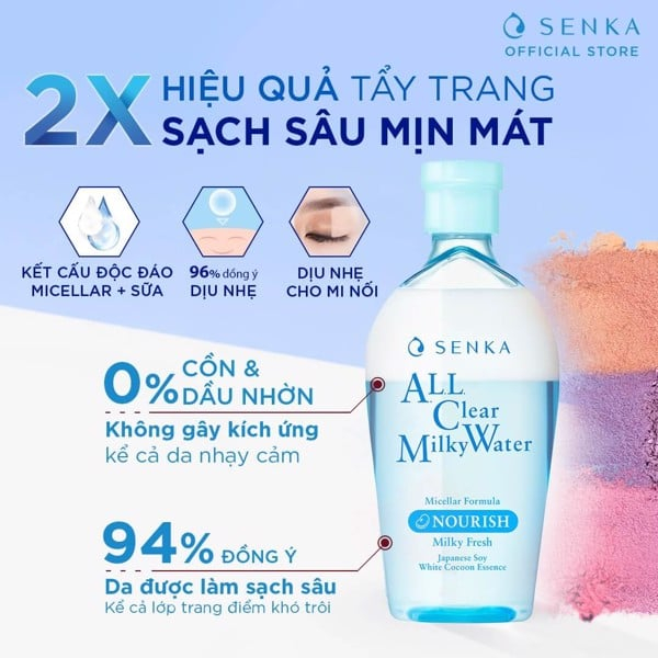 Nước Sữa Tẩy Trang Hai Lớp Senka All Clear Milky Water Nourish 230ml