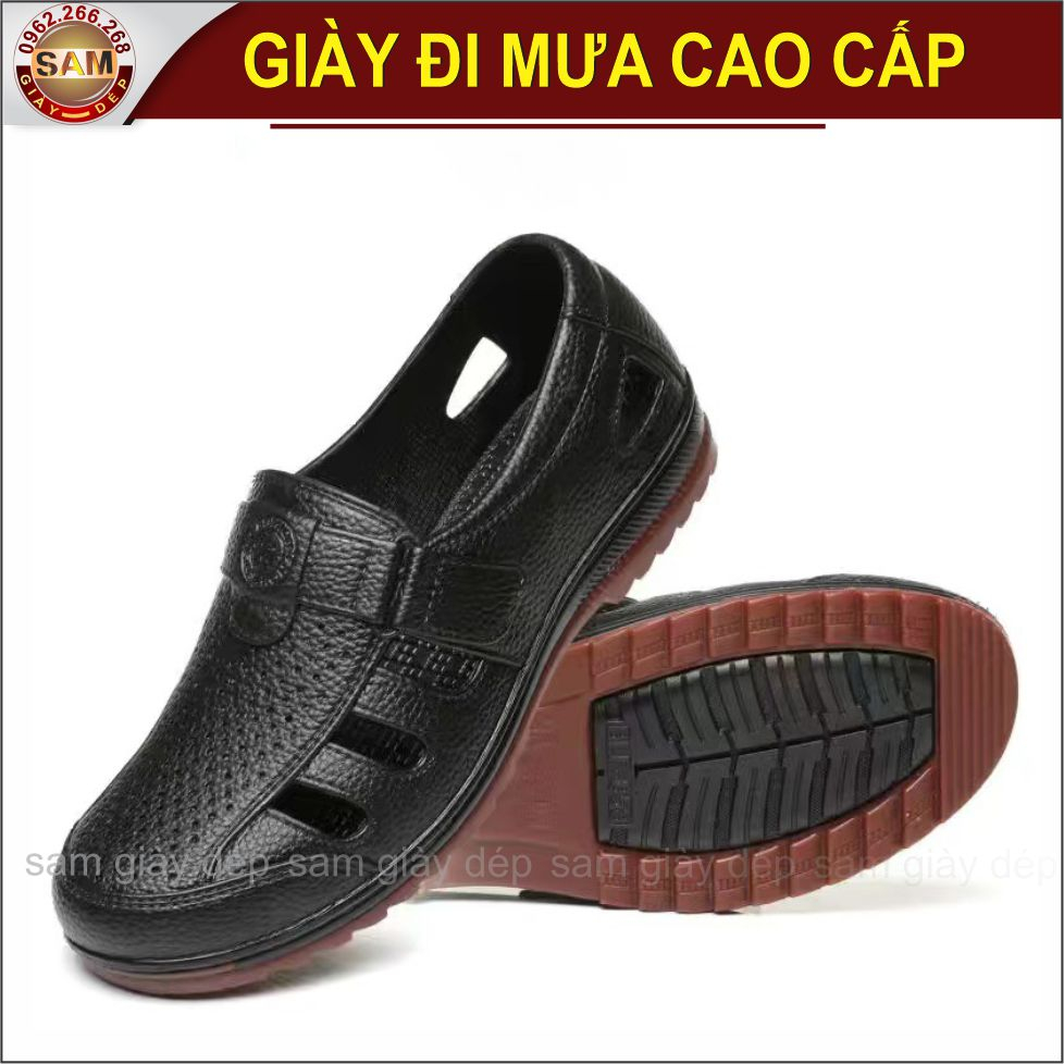 Giày cao su đi mưa giả da cao cấp chống trơn
