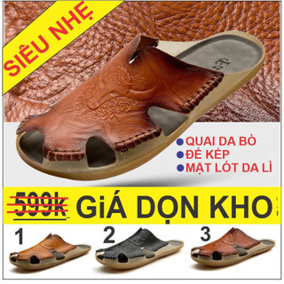 Dép cao cấp da bò đế kếp chống trơn