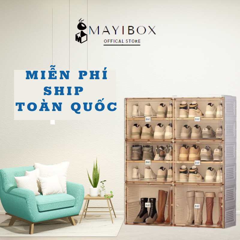 Kệ Giày Dép Mayibox Gập Gọn Thông Minh 20 Đôi, Hộp Để Giày Nắp Nhựa Trong Suốt Dáng Mới, Giá Nhựa Bảo Hành 2 Năm SC2D6A