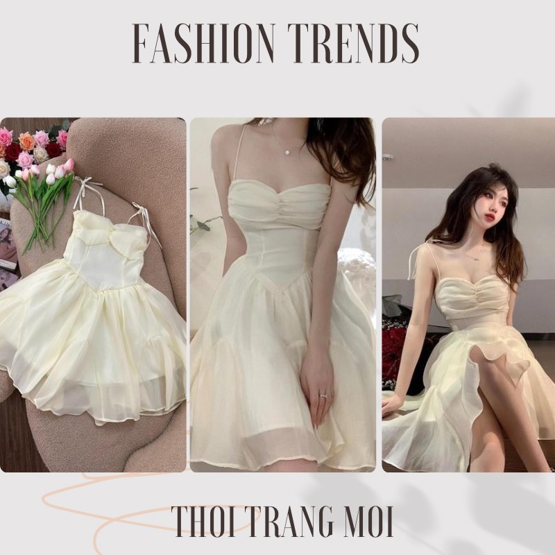 ĐẦM NỮ THIẾT KẾ NƠ VAI XÒE BỒNG TIỂU THƯ CHO CÔ NÀNG BÁNH BÈO