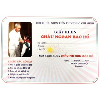 Giấy khen cháu ngoan Bác Hồ, Dày đẹp, in 1 mặt