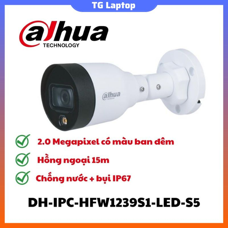 Camera IP Dahua DH-IPC-HFW1239S1-LED-S5 2MP có màu ban đêm, chính hãng DSS Việt Nam