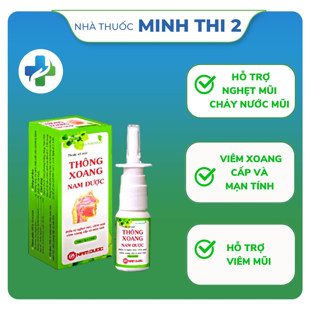 Xịt mũi Thông Xoang Nam Dược - Hỗ trợ giảm nghẹt mũi chảy nước mũi xoang mãn tính cấp tính (15ml)