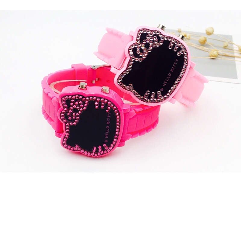 Đồng hồ đeo tay điện tử Hello Kitty đính đá cho bé gái