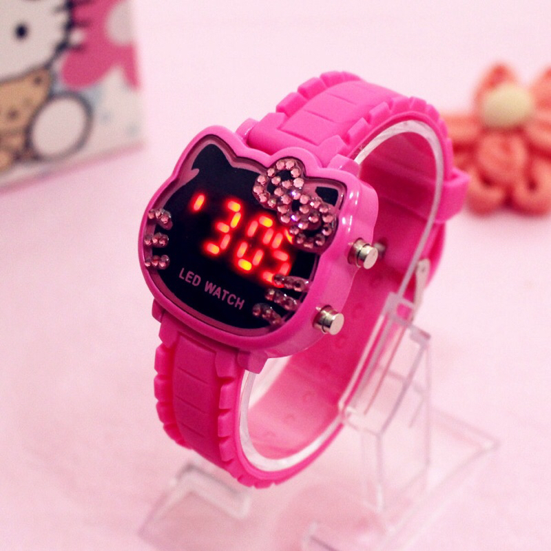 Đồng hồ đeo tay điện tử Hello Kitty đính đá cho bé gái