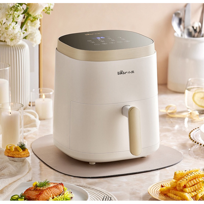 Nồi chiên không dầu mặt kính dung tích 5L BEAR QZG- F15E3 1500W màu trắng bảo hành 12 tháng