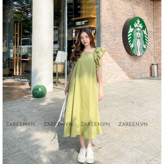 Zareen | đầm linen dáng dài tay bèo zareen dax68 - xanh mạ