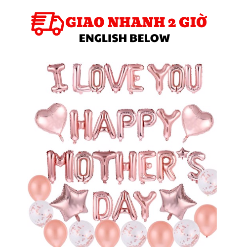 Bộ bóng trang trí ngày của mẹ Mothers Day màu hồng Rosegold mfd27