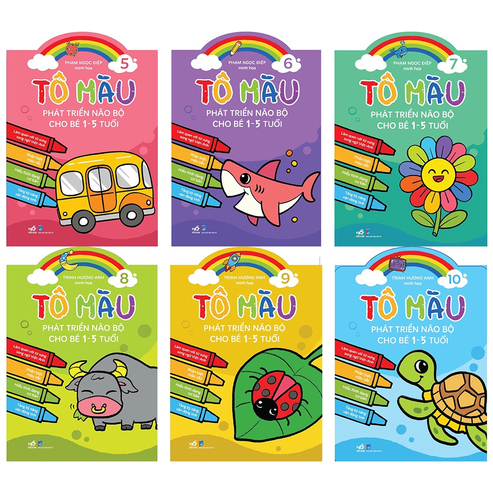 Sách - Bộ Tô Màu Phát Triển Não Bộ Cho Bé 1-5 Tuổi (Trọn Bộ 10 Cuốn)