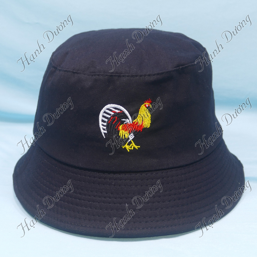 Nón bucket tai bèo thêu con gà trống thời trang, cá tính phù hợp cho cả nam và nữ