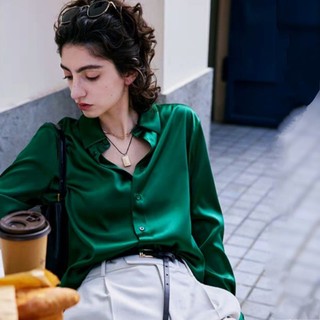 Áo sơ mi satin lụa xuất Hàn