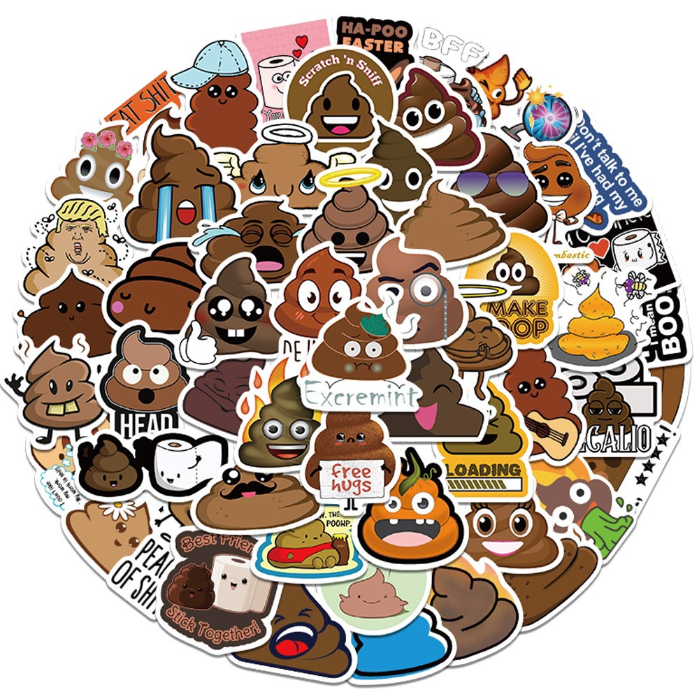 Sticker Đống Shit (Set 60) hình dán PET chống thấm nước họa tiết hoạt hình đơn giản trang trí sổ tay đẹp mắt DIY