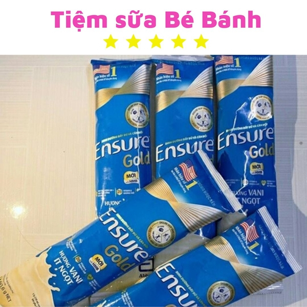 Sữa gói Ensure Gold 60,6g hương Vani, Vani ít ngọt, Cà phê, Hạnh nhân, Lúa mạch