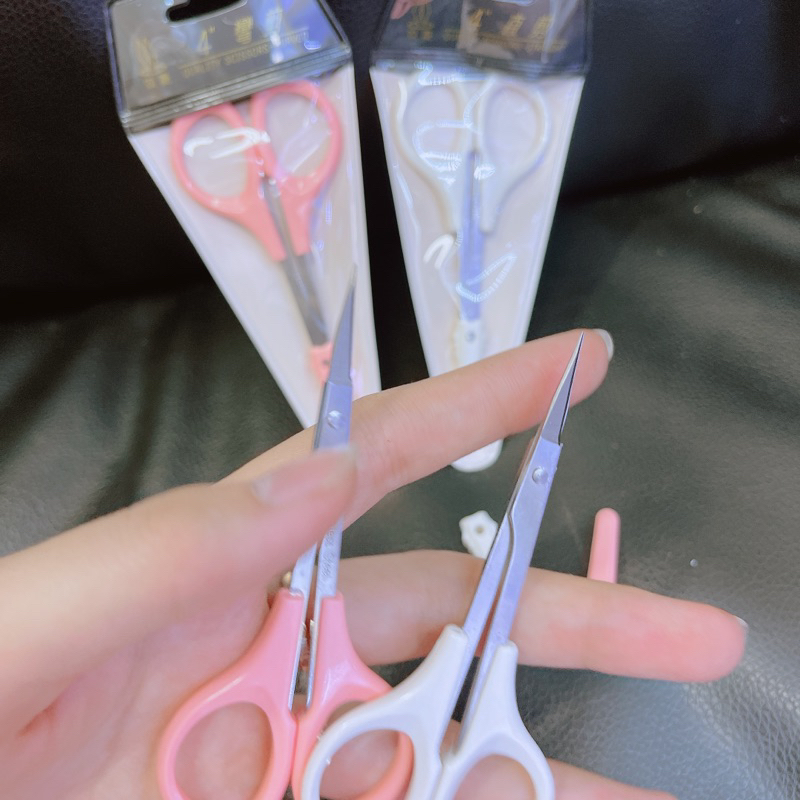 Kéo Cắt Mi Giả Bằng Thép Loại 1 Đầu Cong Đầu thẳng cao cấp chống gỉ màu hồng chính hãng Beauty chuyên dùng cho makeup