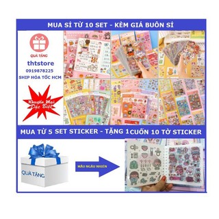 Set 6 tờ Sticker TRONG dán nhiều hình ngộ nghĩnh siêu dễ thương dùng để trang trí tập sổ dế yêu