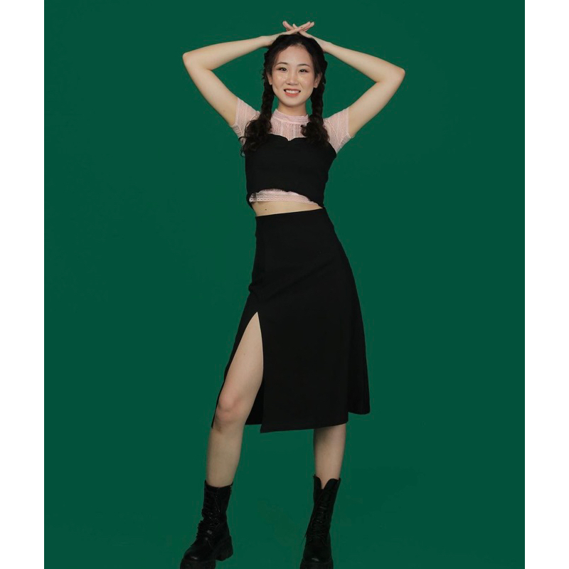 [Thanh Lý］Dalla Saigon - Chân váy dài xẻ tà màu đen