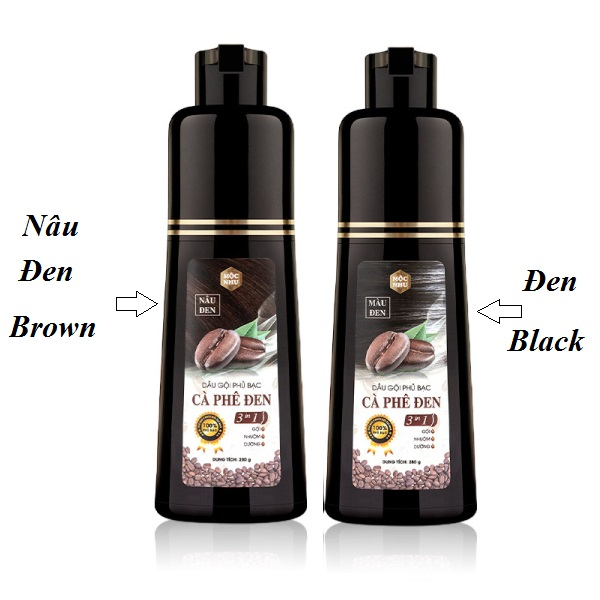Dầu Gội Phủ Bạc Cà Phê Đen Mộc Nhu - phủ đen tóc bạc sau 5 phút gội, dầu gội nhuộm tóc, 280 gram