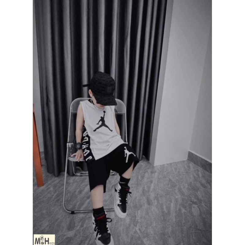 Set bộ sát nách JD kèm mũ cho bé trai 12-32kg chất cotton