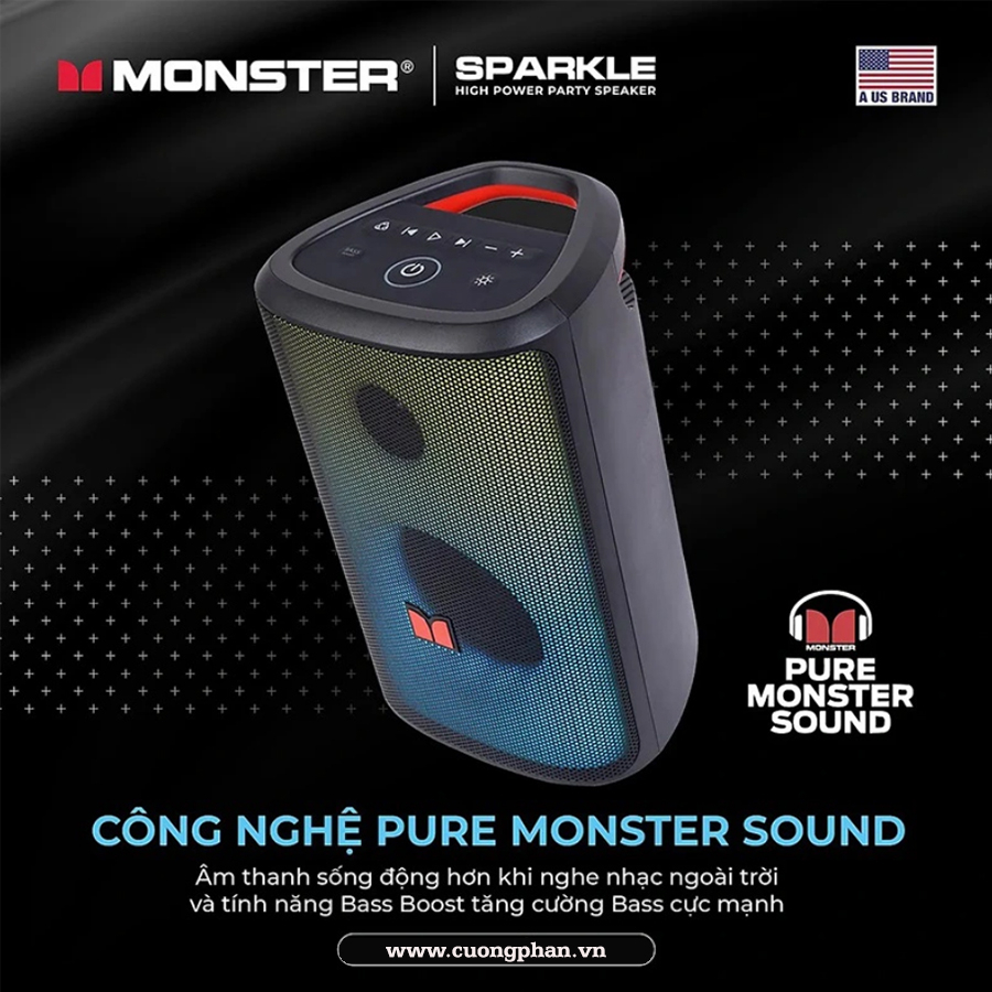 Loa Bluetooth Di Động MONSTER SPARKLE 60W - Thương Hiệu Nổi Tiếng Đến Từ Mỹ - Loa Vừa Ngon, Bổ, Rẻ, Bảo Hánh 12 Tháng
