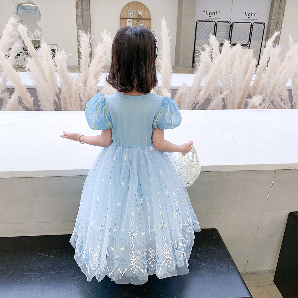 Váy công chúa Elsa màu xanh cho bé 3-9 tuổi mẫu mới 2023