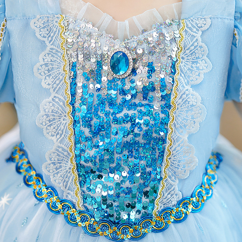 Váy công chúa Elsa màu xanh cho bé 3-9 tuổi mẫu mới 2023