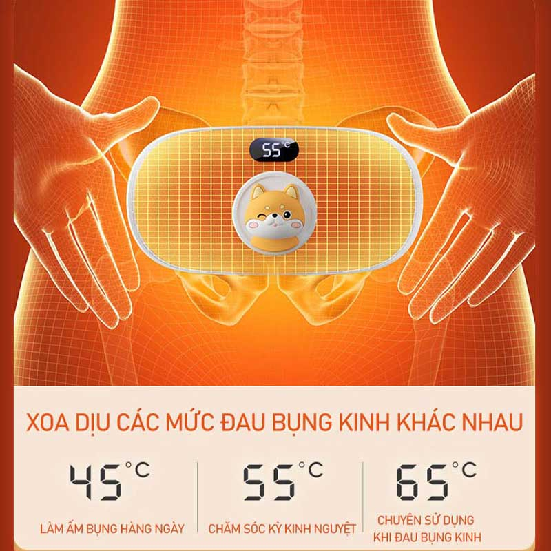 Máy massage làm ấm bụng,Với 3 nấc massage làm nóng,có thể giảm đau bụng kỳ kinh,Bảo hành 12 tháng