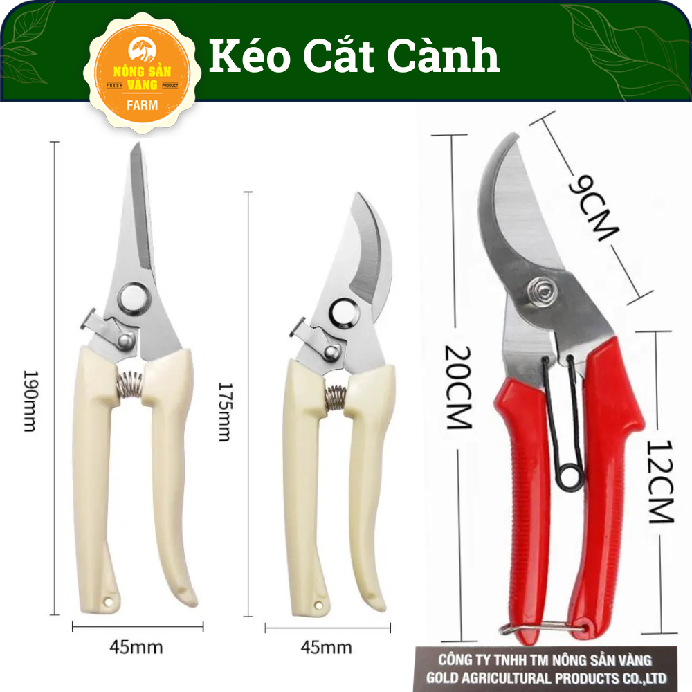 Kéo Cắt Cành Cao Cấp, Kìm Cắt Rau, Tỉa Lá Cành, Kéo Tỉa Cây Bằng Thép Cao Cấp SV1, SV2, SV3 - Nông Sản Vàng