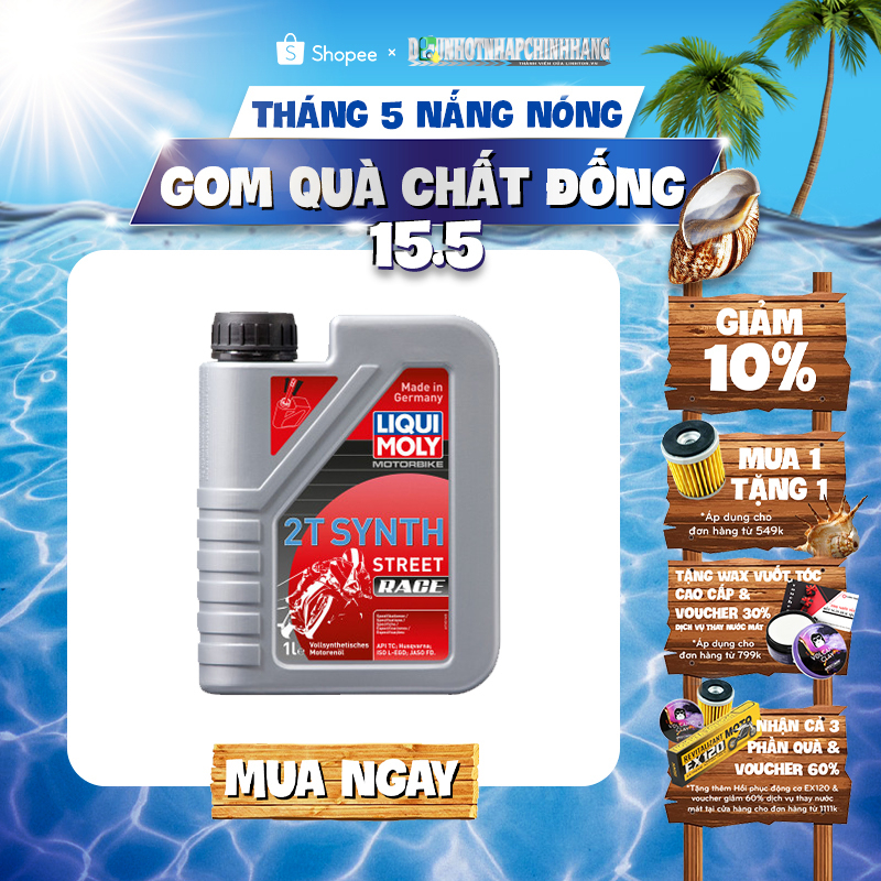 Nhớt 2 Thì Pha Xăng Nhập Khẩu Cao Cấp Xe Liqui Moly MOTORBIKE 2T SYNTH STREET RACE - Jaso FD Made in Germany