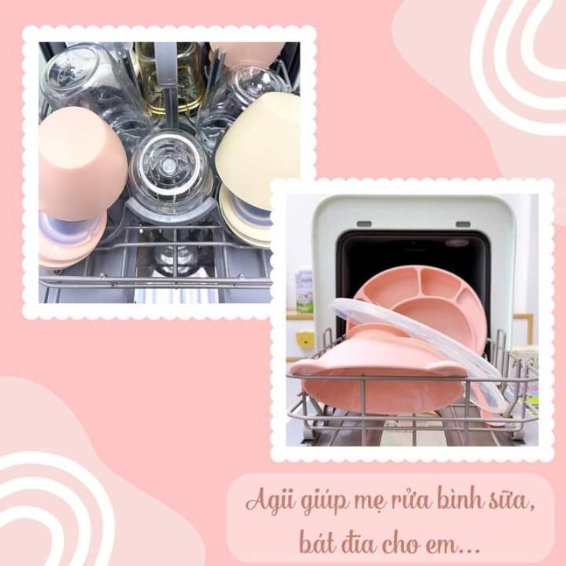 MUA 1 TẶNG 3, Máy rửa bình sữa Agii 03 cao cấp 4in1- rửa bình, sấy khô, tiệt trùng