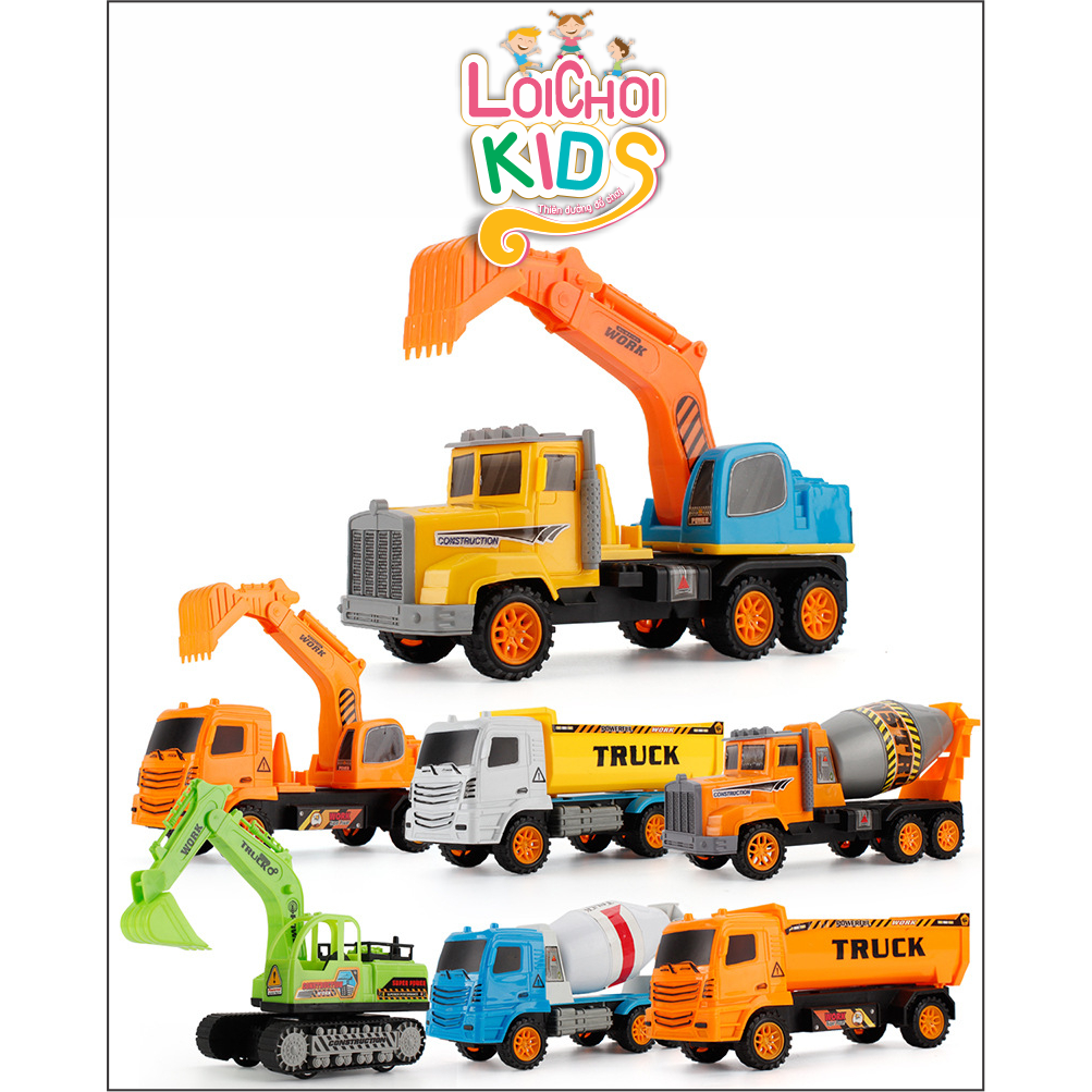 Đồ Chơi Mô Hình Xe Công Trình Xây Dựng, Xe Bồn, Xe Cẩu, Xe Múc Đất, Xe Ben, Xe Bus, Xe Cứu Hỏa - LoiChoi Kids