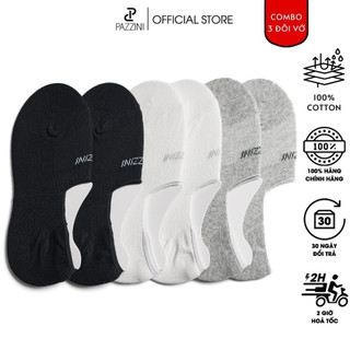 Combo 3 đôi tất lười nam nữ trơn PAZZINI đệm cao su chống trượt, tất giày lười unisex, cotton mềm mại - VL001.