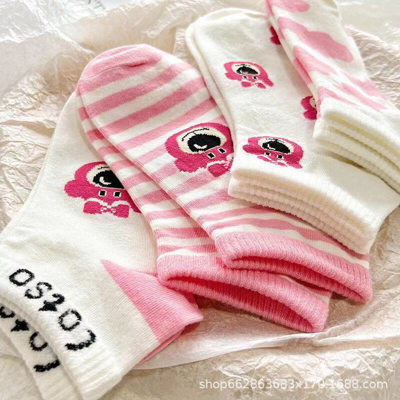Vớ gấu dâu cổ thấp dễ thương cotton xịn co giãn tốt phong cách Hàn Quốc- Tất nữ cổ thấp / vớ ngắn hoạ tiết gấu dâu Lotso