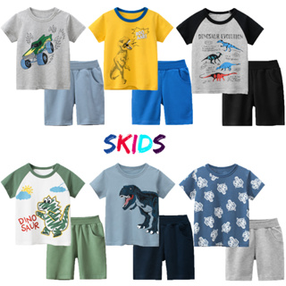 Quần áo bé trai cộc tay mùa hè bộ đồ cho trẻ em 2 đến 8 tuổi SKIDS
