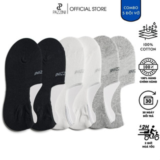 Combo 5 đôi tất lười nam trơn PAZZINI đệm cao su chống trượt, tất giày lười unisex,  cotton mềm mại thoáng mát - VL001.