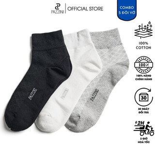 Combo 5 đôi tất lười nam trơn PAZZINI đệm cao su chống trượt, tất giày lười unisex,  cotton mềm mại thoáng mát - VT001.